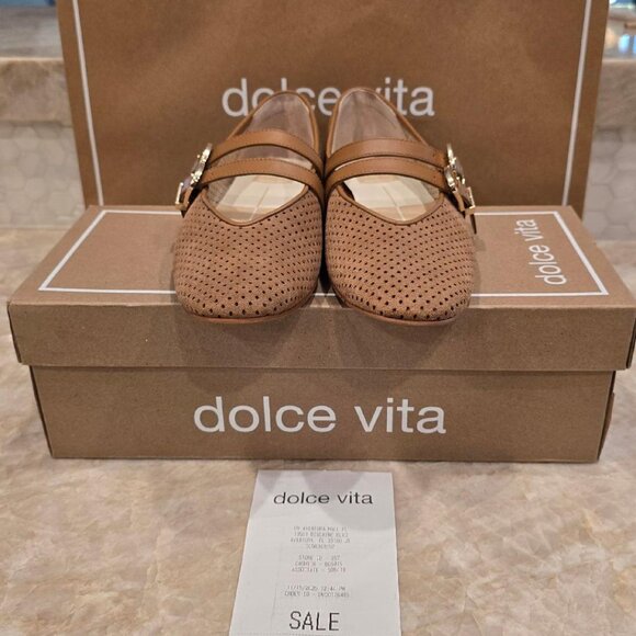 Dolce Vita WORN ONCE Baylee Ballet Flats Pecan Perforated Suede Mary Jane EUC - Picture 8 of 11
